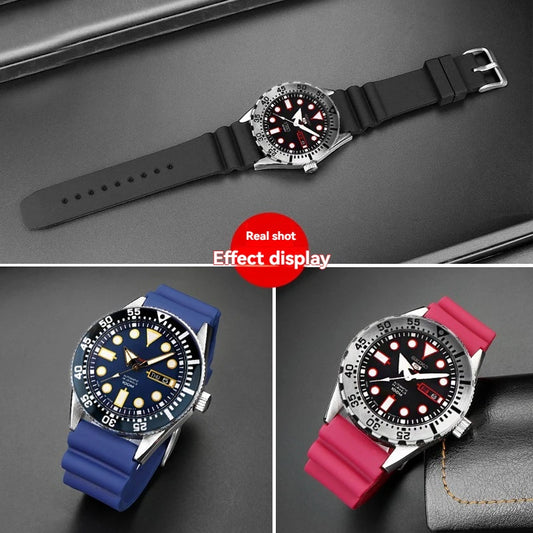 Bracelet en caoutchouc de 22mm pour SEIKO 5 SKX007 SKX009 tortue Mini MM SRPD Monster-noir bleu vert bracelet de montre de plongée bracelet de sport