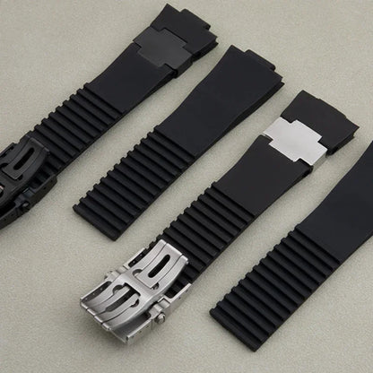 Cinturino per orologio in gomma di silicone morbido, impermeabile, nero, marrone, blu, per Ulysse Nardin, cinturino per orologio da immersione, 25x12mm