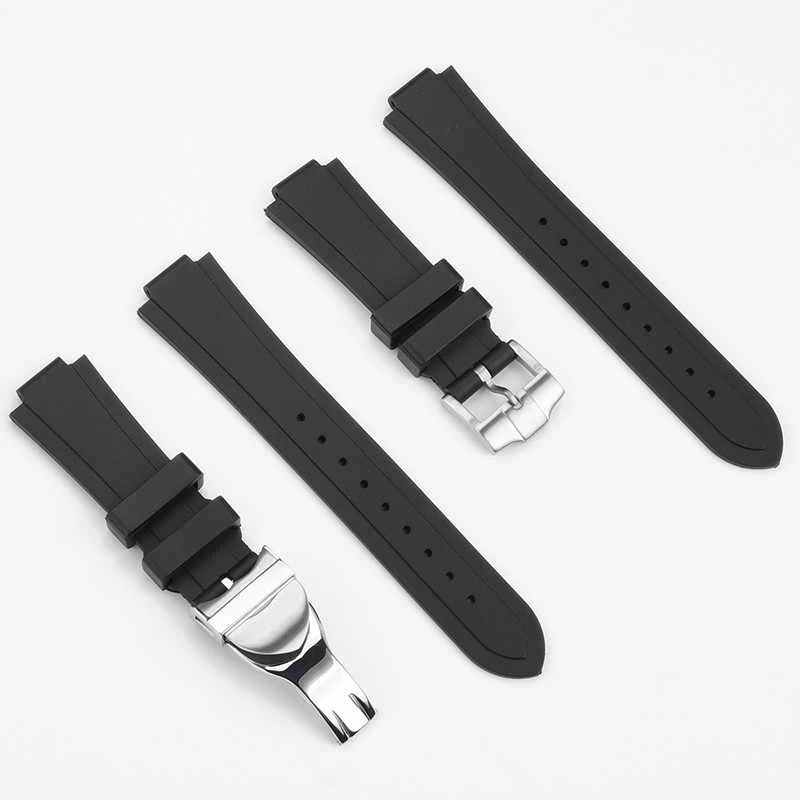 Per Tudor Pelagos tomahawk 25500 25600 91210N cinturino convesso in gomma silicone cinturino nero per uomo 22*12mm fibbia déployante