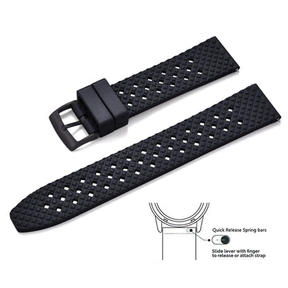 Bracelets de montre en caoutchouc FKM tropical premium 20 mm 22 mm à dégagement rapide, motif nid d'abeille, respirants et poreux pour Seiko SRP775