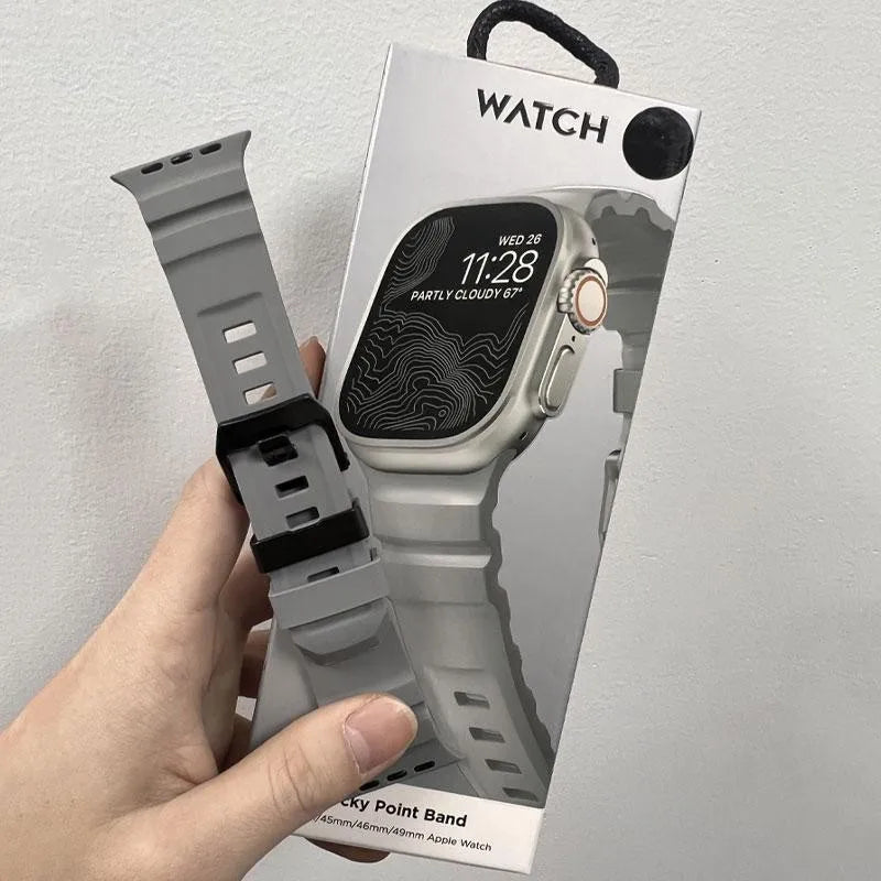 Bracelet de sport en silicone TPU+ pour Apple Watch Ultra 49mm 42 44 45 46mm pour iWatch Series 10 9 8 7 SE