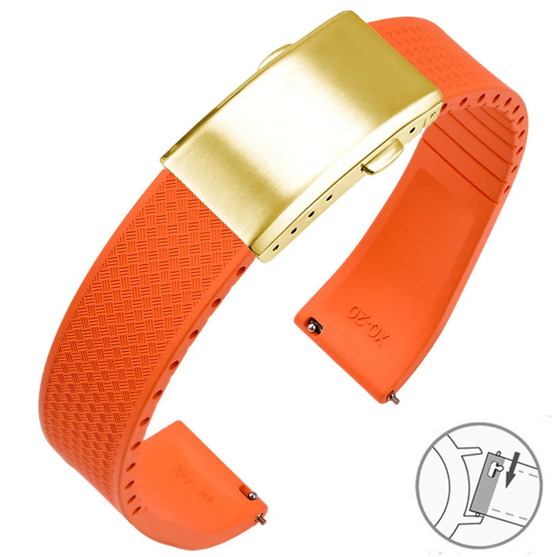 Bracelet montre Racing / Aviateur en caoutchouc Premium - Rapide, Boucle Déployante - A Découper