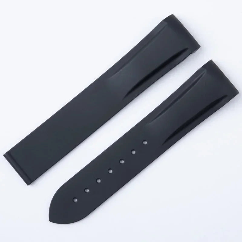 Bracelet de montre en caoutchouc FKM Fluororubber 19/20/21/22 mm à extrémités courbées pour Omega Strap 300 SEAMASTER 600 Planet Ocean Speedmaster