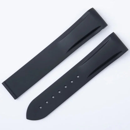 Bracelet de montre en caoutchouc FKM Fluororubber 19/20/21/22 mm à extrémités courbées pour Omega Strap 300 SEAMASTER 600 Planet Ocean Speedmaster