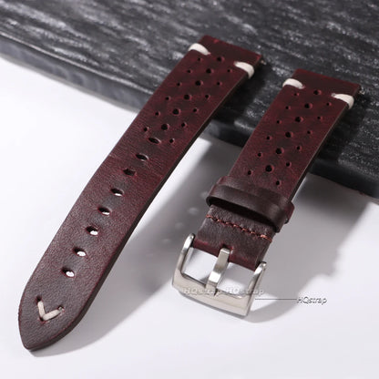 Atmungsaktives Retro-Uhrenarmband aus Rindsleder, Echtleder, Öl-Wachs-Finish mit Farbverlauf, Business-Uhrenarmband, 20 mm, 22 mm, hohe Qualität