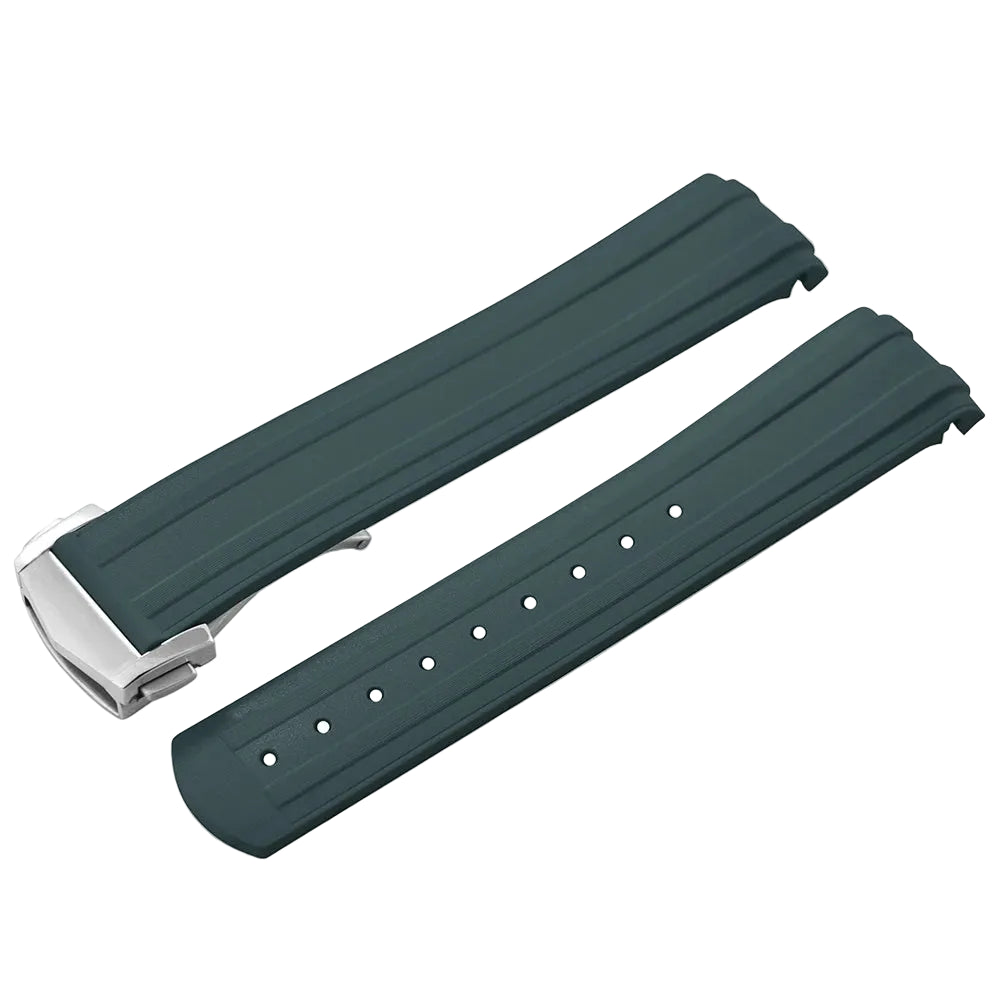 OZE Premium Rubber Fast Watch Strap - Curved End - Deployment Clasp