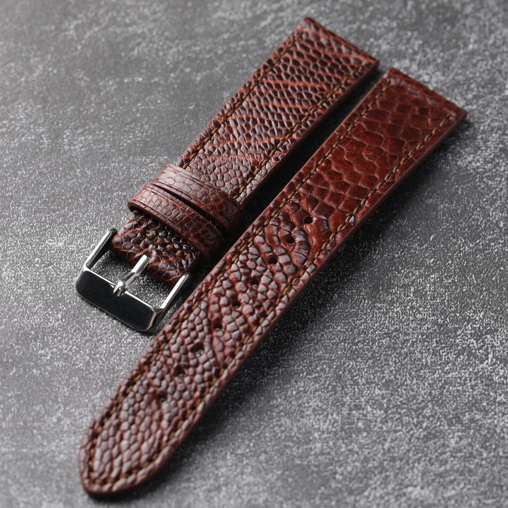 Handmade genuine high quality ostrich foot leather 18 19 20 21 22MM brown green genuine leather Vintage Strap for men Vintage