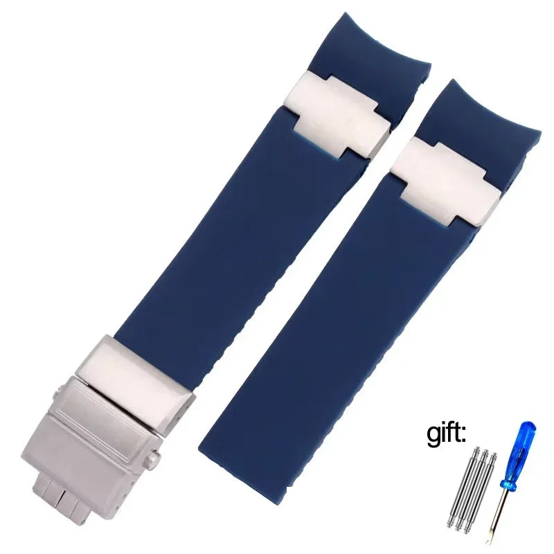 Bracelet de montre en caoutchouc silicone de haute qualité pour Ulysse Nardin 263 DIVER, extrémité incurvée, 22 mm, étanche
