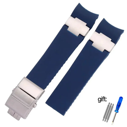 Bracelet de montre en caoutchouc silicone de haute qualité pour Ulysse Nardin 263 DIVER, extrémité incurvée, 22 mm, étanche