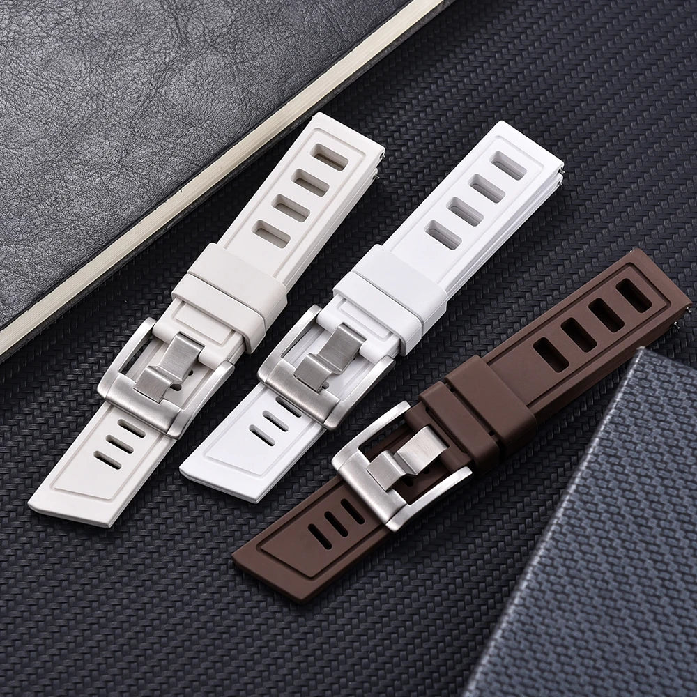Bracelet de montre FKM Fluorubber de qualité supérieure, étanche, bracelets de montre intelligents à dégagement rapide, 20mm, 22mm, chaque marque de montres de plongée