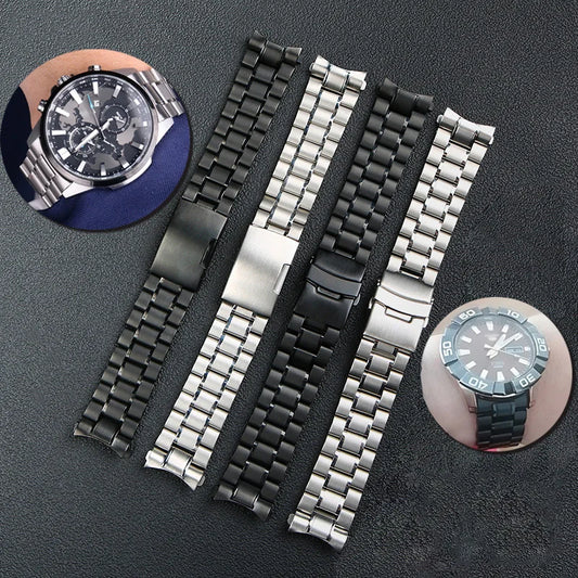 Cinturino curvo in acciaio inossidabile per Casio EFR-526/303/304/530/556/552 da uomo BEM-506/501, 20 22 24 mm