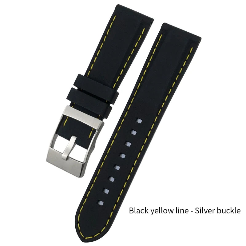 Bracelet de Montre en Caoutchouc de Silicone Souple, Coloré, pour Breitling SEIKO Longines Tudor mol, 20mm 21mm 22mm 23mm 24mm