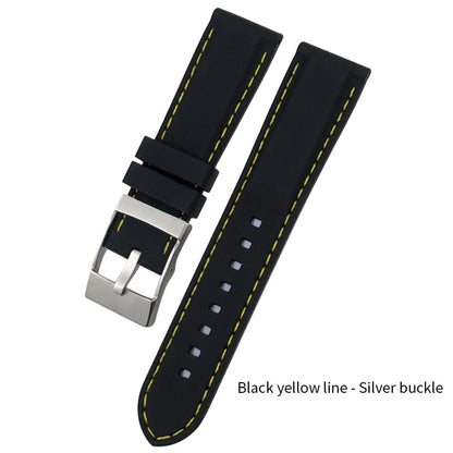 Bracelet de Montre en Caoutchouc de Silicone Souple, Coloré, pour Breitling SEIKO Longines Tudor mol, 20mm 21mm 22mm 23mm 24mm