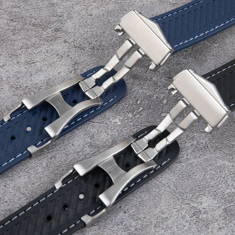 Bracelet en caoutchouc et Silicone, 19mm 20mm, pour Omega Seamaster 300 AT150 Aqua Terra, Bracelet de montre en acier inoxydable, boucle pliable