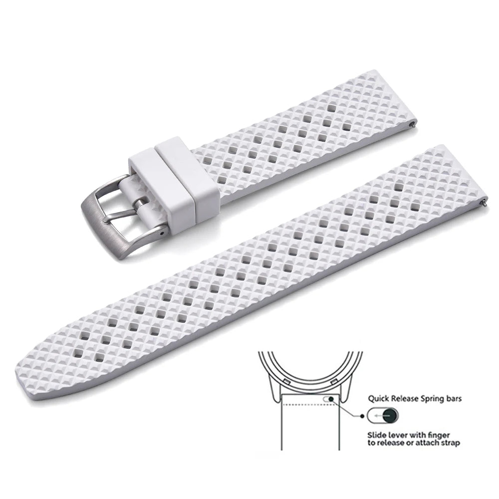 Bracelets de montre en caoutchouc FKM tropical premium 20 mm 22 mm à dégagement rapide, motif nid d'abeille, respirants et poreux pour Seiko SRP775