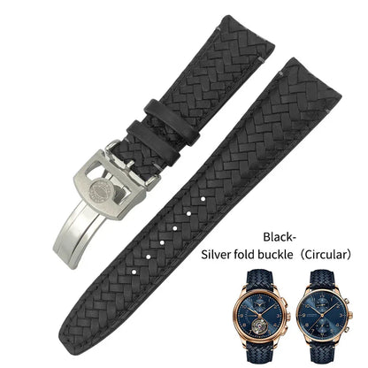 Cinturino per orologio intrecciato in pelle bovina, 22mm 20mm 21mm, adatto per orologi da pilota IWC Portugieser Portofino IW5007, cinturino in morbida pelle blu