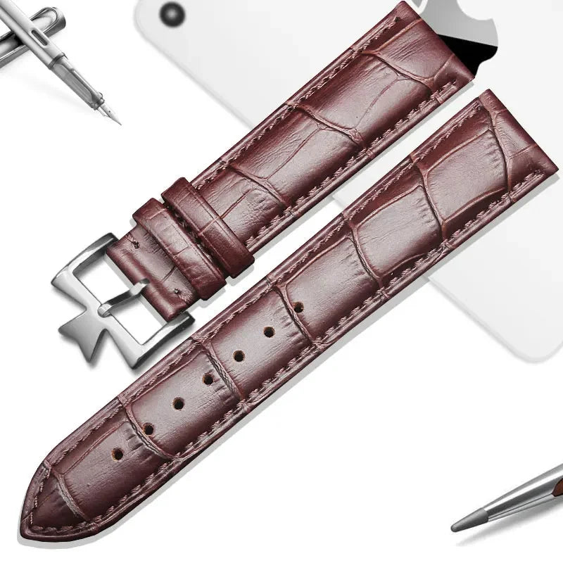 Cinturino universale in pelle da uomo, cinturino con motivo coccodrillo, primo strato, VachAndervc Constantin Heritage, 19mm, 21mm