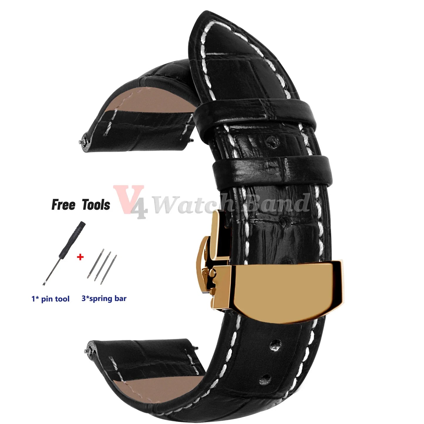 Cinturino per orologio 18 mm 20 mm 22 mm 24 mm, motivo coccodrillo, per Omega, cinturino da polso per Seiko Vintage, fibbia a farfalla di ricambio