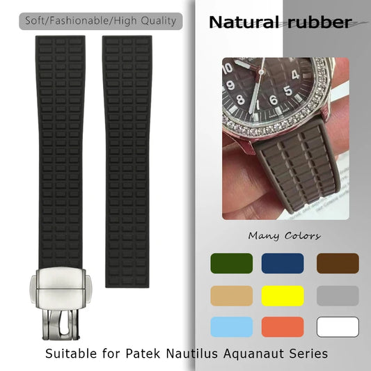 Bracelet de montre en caoutchouc naturel, 19mm 18mm, pour Patek Philippe NAUTILUS AQUANAUT, plusieurs couleurs, bracelet de montre en Silicone souple et fluoré