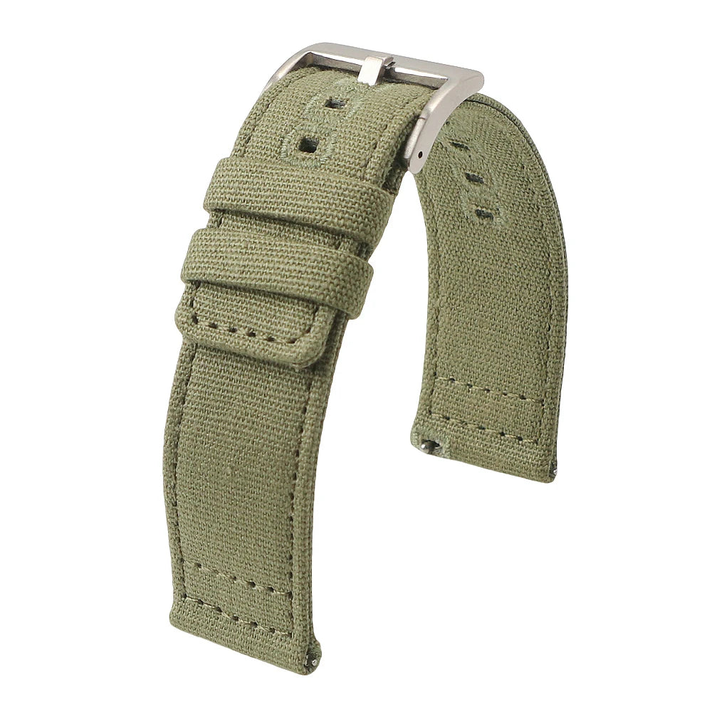 Quick-release nylon canvas watch strap, 18mm 19mm 20mm 22mm, brushed buckle, smartwatch accessories