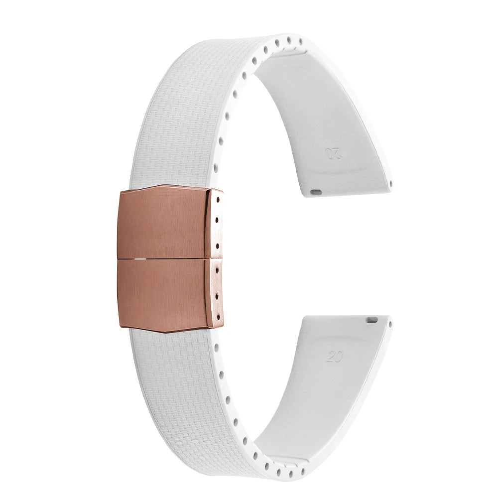 Cinturini per orologi in gomma Delugs CTS Fkm da 20 mm con fibbia a farfalla, 4 colori, texture unica, cinturino per orologi a sgancio rapido per orologi di marca