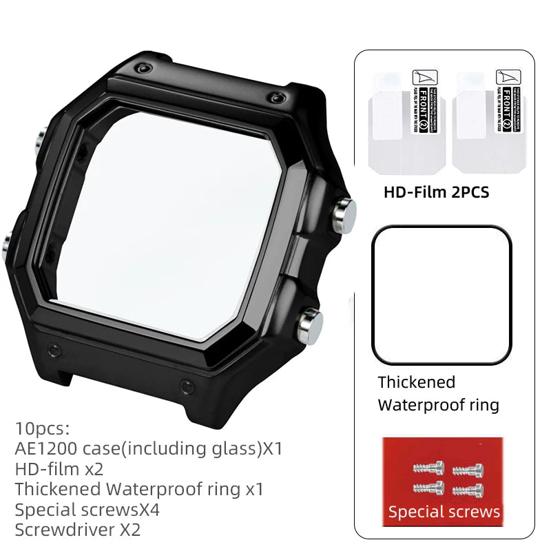 Stainless Steel Watch Case and Strap Modification Kit for Casio Royale Mod AE-1200 (3299) AE-1200WH AE-1300 WS-1600H (3556) WS-1600H