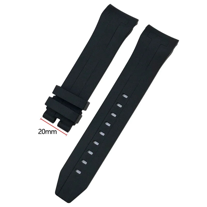 Curved End Rubber Watch Strap, 21mm 22mm, for Tissot T120 Seastar T120407A T120417A, Black Orange Silicone Watch Band