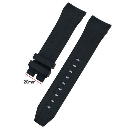 Curved End Rubber Watch Strap, 21mm 22mm, for Tissot T120 Seastar T120407A T120417A, Black Orange Silicone Watch Band