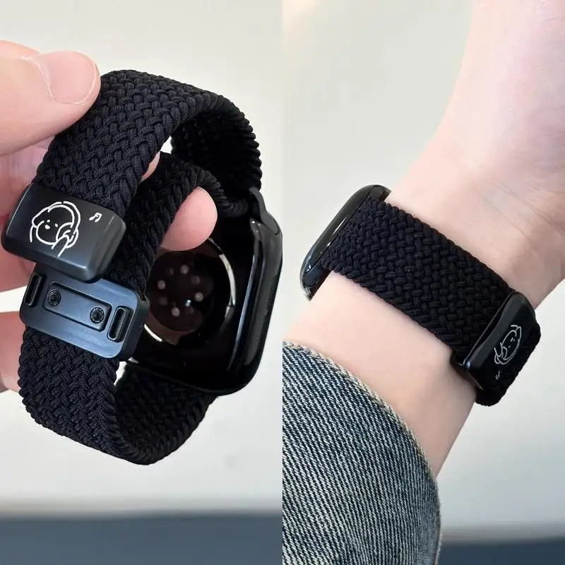 Braided Nylon Strap with Magnetic Buckle for Apple Watch 46mm 40mm 45mm 41 44mm 49mm 42mm Series Ultra 11 10 9 8