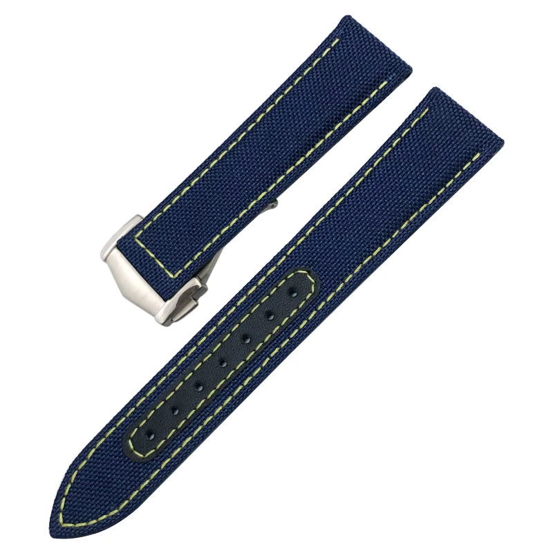 Canvas and Leather Watch Strap, 20mm, 22mm, 19mm, 21mm, for Omega Watch, Seamaster, Diver 300 Moon, AT150 AQUA TERRA, Nylon Bracelet Tools