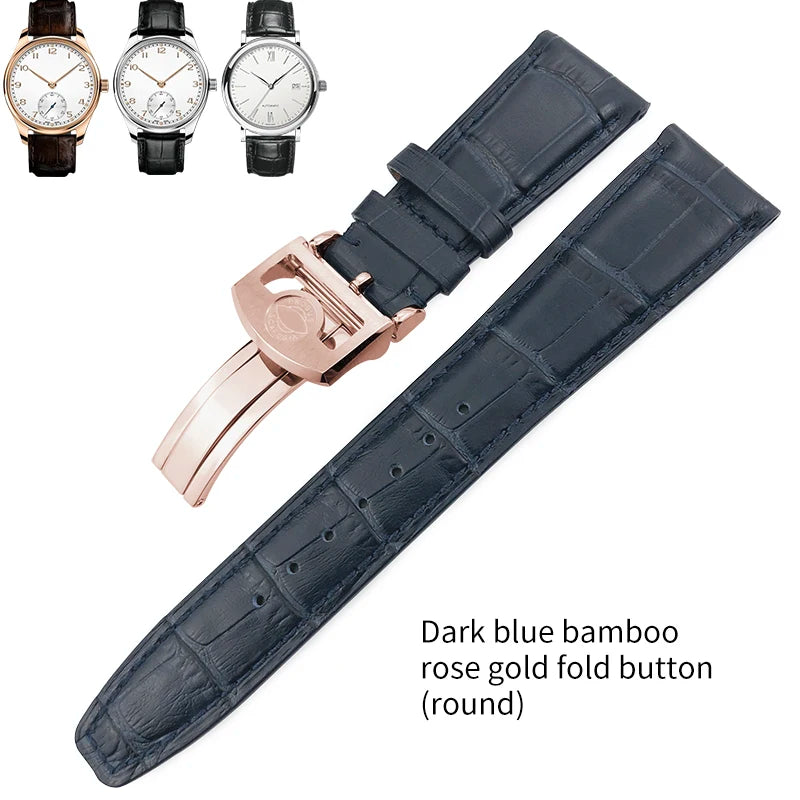 Bracelet de montre en cuir véritable pour hommes, 20mm, 21mm, 22mm, pour IWC, portugais, pilote, marron, noir, bleu