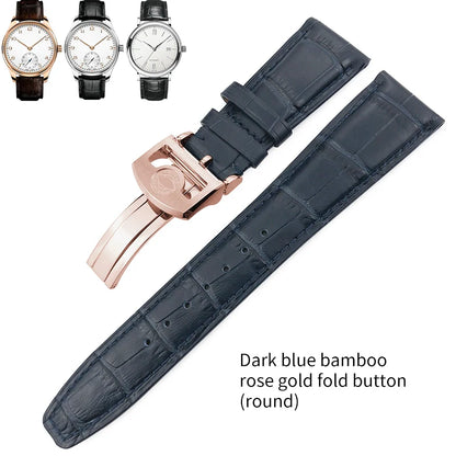 Bracelet de montre en cuir véritable pour hommes, 20mm, 21mm, 22mm, pour IWC, portugais, pilote, marron, noir, bleu