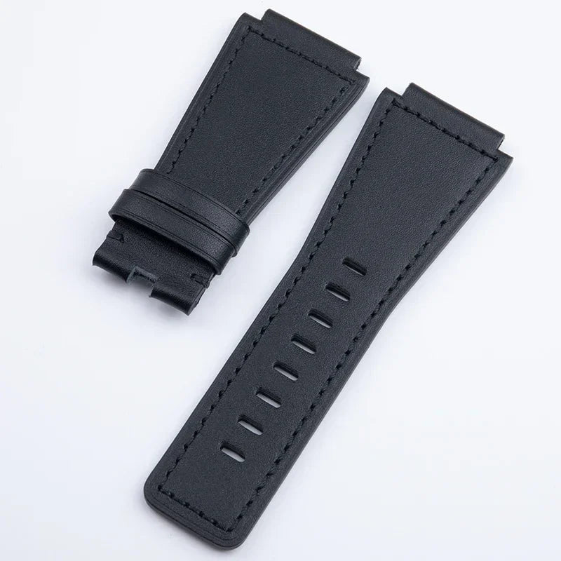 Bracelet de montre en cuir véritable de haute qualité, 34x24mm, convexe, pour Bell Strap Ross BR-01 BR-03, avec boucle à ardillon