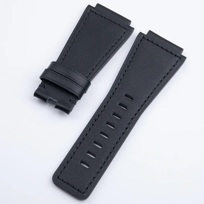 Bracelet de montre en cuir véritable de haute qualité, 34x24mm, convexe, pour Bell Strap Ross BR-01 BR-03, avec boucle à ardillon