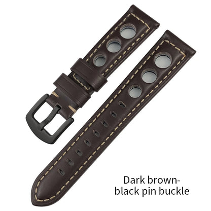 Bracelet de montre en cuir de veau 19mm 20mm 21mm 22mm pour IWC Pilot Breitling Tudor Omega Seiko SKX 5, bracelet de montre en cuir de vache véritable avec trous