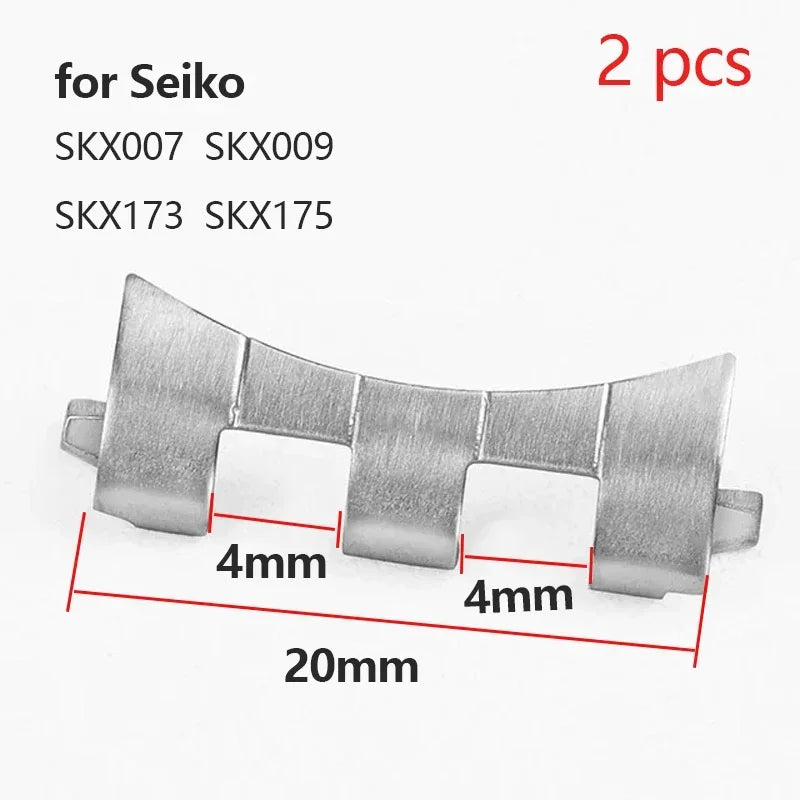 Connecteurs de bande en acier inoxydable, 2 pièces, pour huître jubilé, lien à extrémité plate incurvée pour Seiko SKX007 SKX009, adaptateur de sangle 18 22 21 20mm