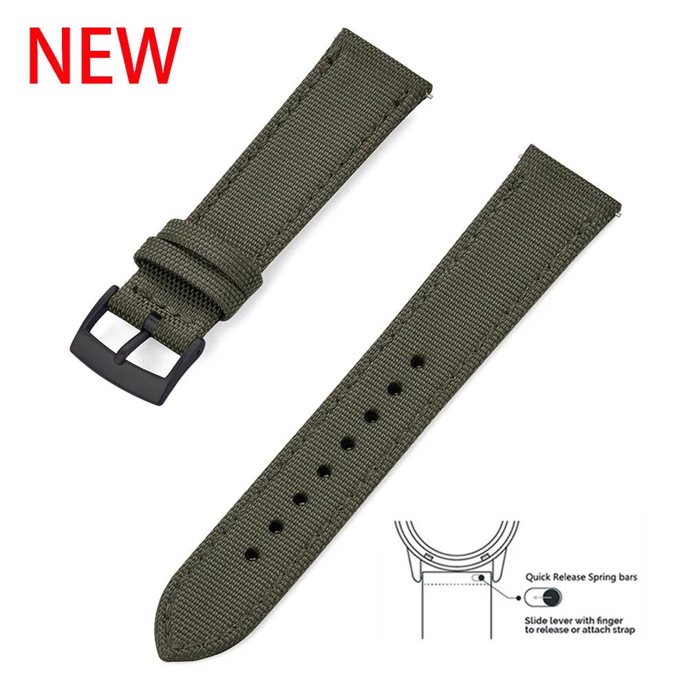 Leather and Nylon Watch Strap for Men and Women, 18mm 20mm 22mm, Quick Release, Universal, Suitable for Traditional Smartwatches