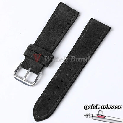 Cinturino per orologio in pelle scamosciata e bovina, 18mm 19mm 20mm 22mm, per Seiko per Huawei Watch Gt2/3/4, vintage, cucito a mano