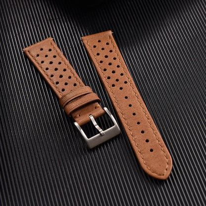 Cinturino per orologio in pelle da corsa vintage da 18mm 20mm 22mm, cinturino in pelle poroso traspirante a sgancio rapido, per uomo e donna, per Omega