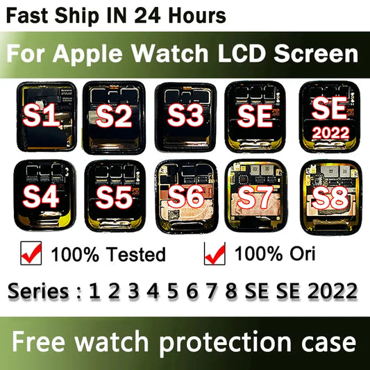 Display OLED per Apple Watch Serie 1 2 3 4 5 6 SE 7, gruppo digitalizzatore touchscreen LCD, ricambio per iWatch 38/42/40/44/41/45mm