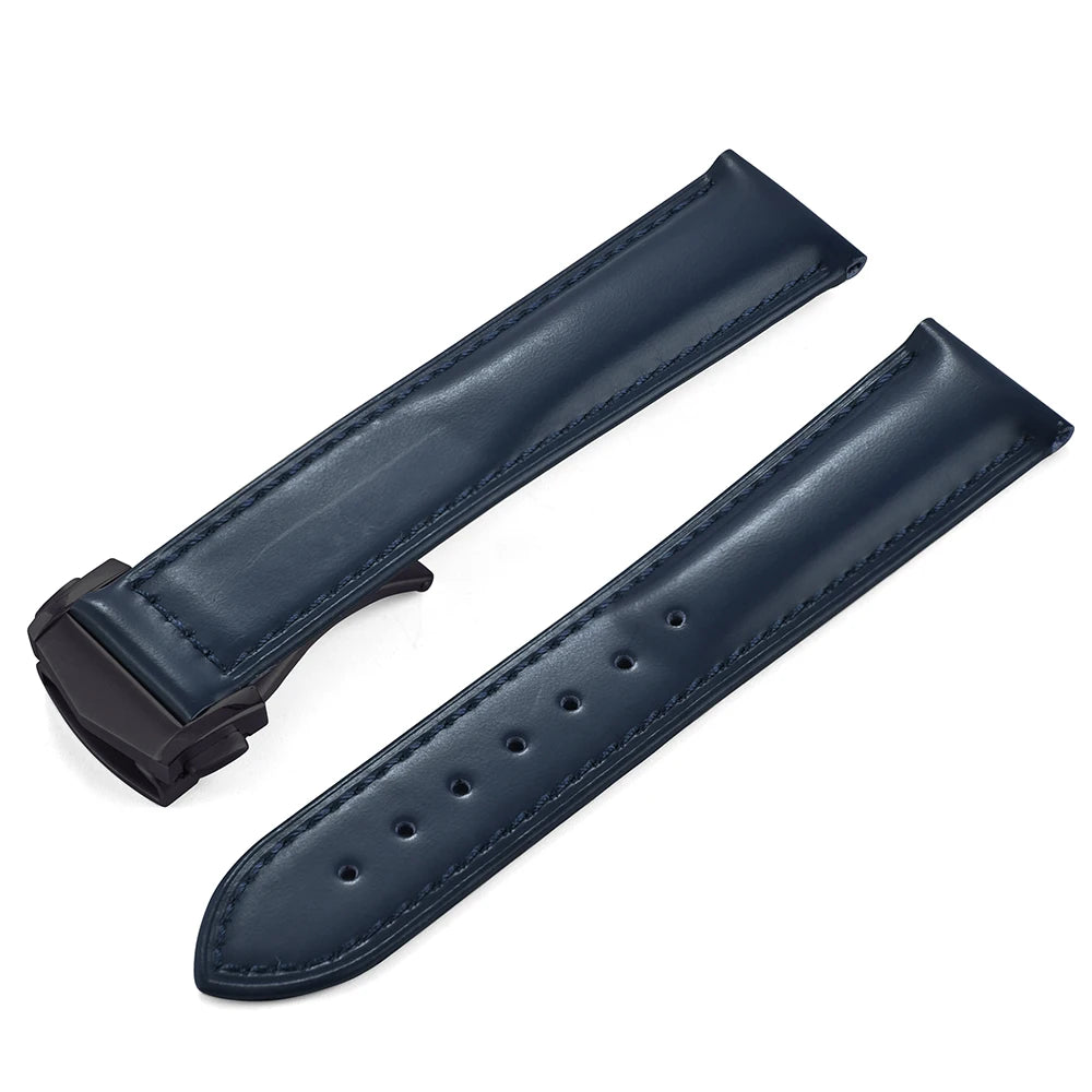 Cinturino in pelle bovina con fibbia pieghevole 19 20 21 22mm per Omega Seamaster, cinturino universale da uomo di alta qualità a sgancio rapido