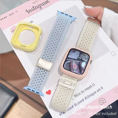 Cinturino e cassa in silicone Candy per Apple Watch, compatibile con le misure 46mm, 49mm, 44mm, 42mm, 41mm, 40mm, 38mm, SE, 10, 9, 6, 5, Ultra 2, cinturino in nylon iwatch + cassa
