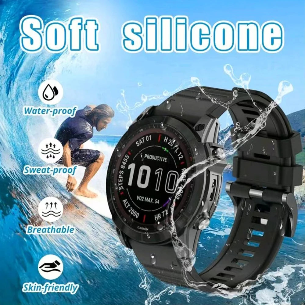 Bracciale in silicone QuickFit 22 26 mm per Garmin Fenix 5 5X Plus 6X 7 7X Pro Quatix 8 Fenix 8 Pro 51 mm 47 mm Epix, cinturino sportivo da esterno