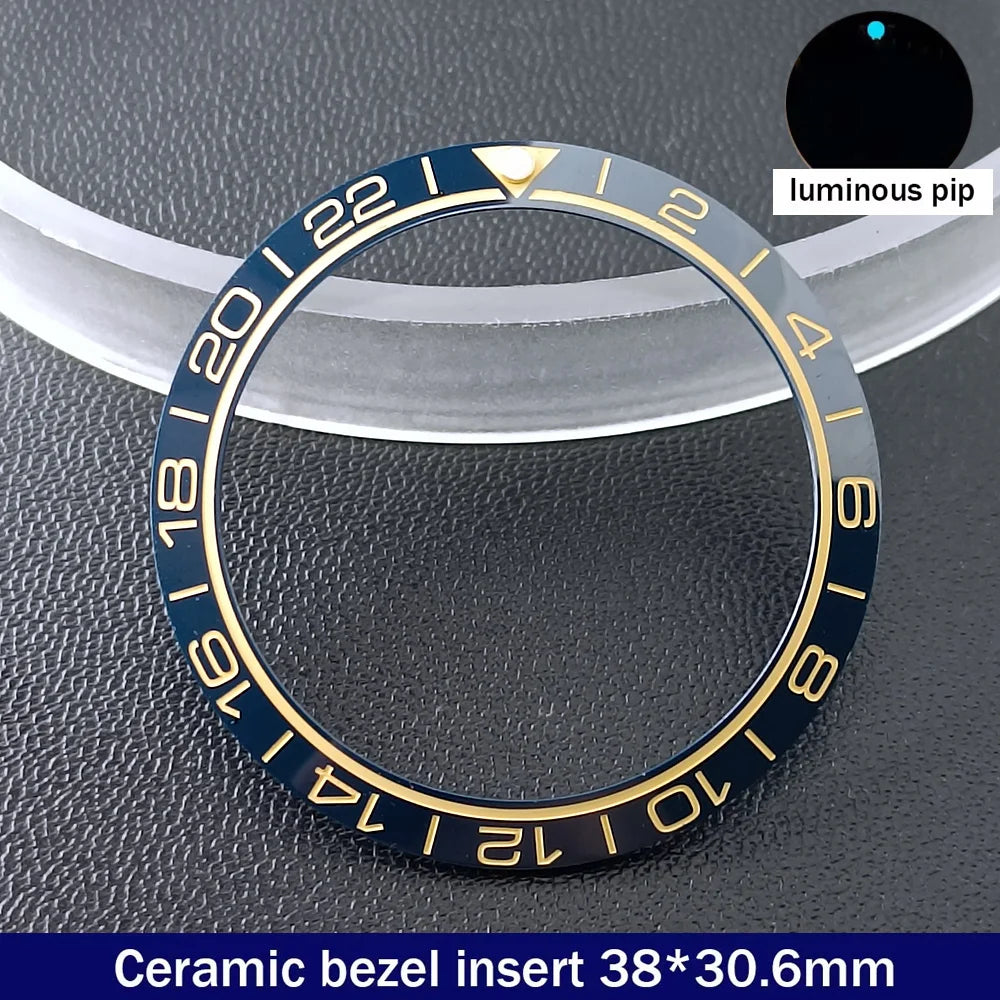 38mm x 30.6mm Sloped Ceramic Bezel GMT and Diving Watch Insert for 40mm Men's Watch Replacement Watch Bezel Inserts