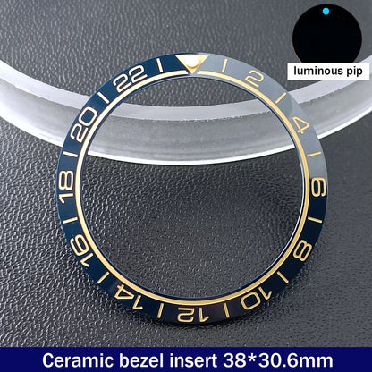 38mm x 30.6mm Sloped Ceramic Bezel GMT and Diving Watch Insert for 40mm Men's Watch Replacement Watch Bezel Inserts