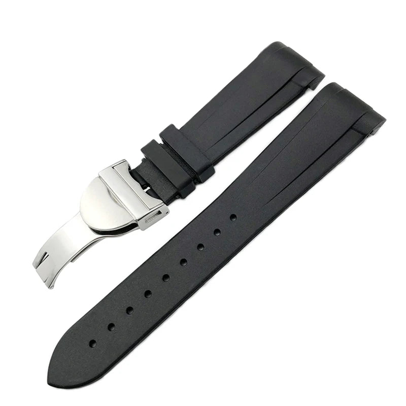 Bracelet de montre en caoutchouc naturel Silione, 22mm 20mm, pour Tudor Black Bay GMT 1958, extrémité incurvée, boucle pliante, vert, bleu, rouge