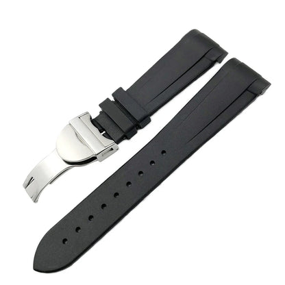 Bracelet de montre en caoutchouc naturel Silione, 22mm 20mm, pour Tudor Black Bay GMT 1958, extrémité incurvée, boucle pliante, vert, bleu, rouge
