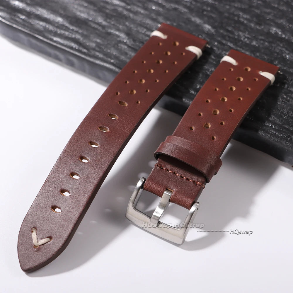 Atmungsaktives Retro-Uhrenarmband aus Rindsleder, Echtleder, Öl-Wachs-Finish mit Farbverlauf, Business-Uhrenarmband, 20 mm, 22 mm, hohe Qualität