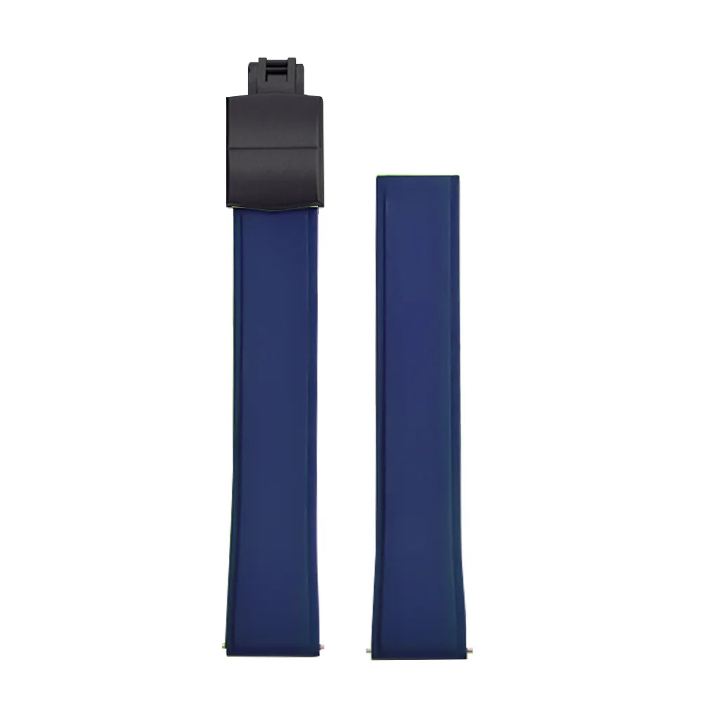 CTS – bracelets de montre FPM en caoutchouc fluoré, 19/20/21/22mm, boucle papillon à dégagement rapide, ceintures de plongée souples unisexes découpées à la taille