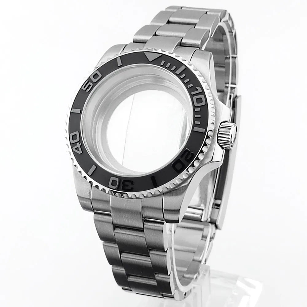    40.5mm sous-montre verre saphir boîtier en métal ajustement NH35/36/38 mouvement ajustement 28.5mm cadran pièces de montre accessoires boîte de montre bande